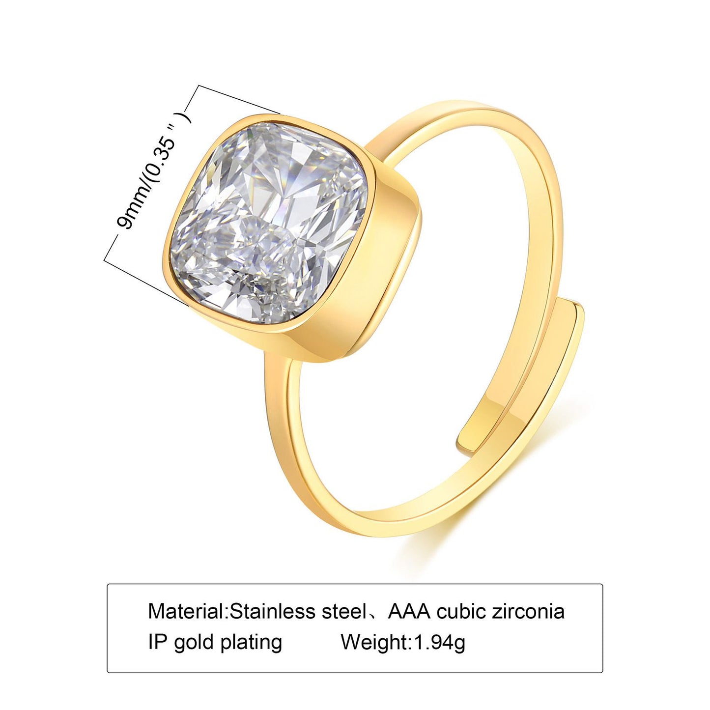 Cubic Zirconia Stainless Steel Cocktail Ring Jewelry Wholesale