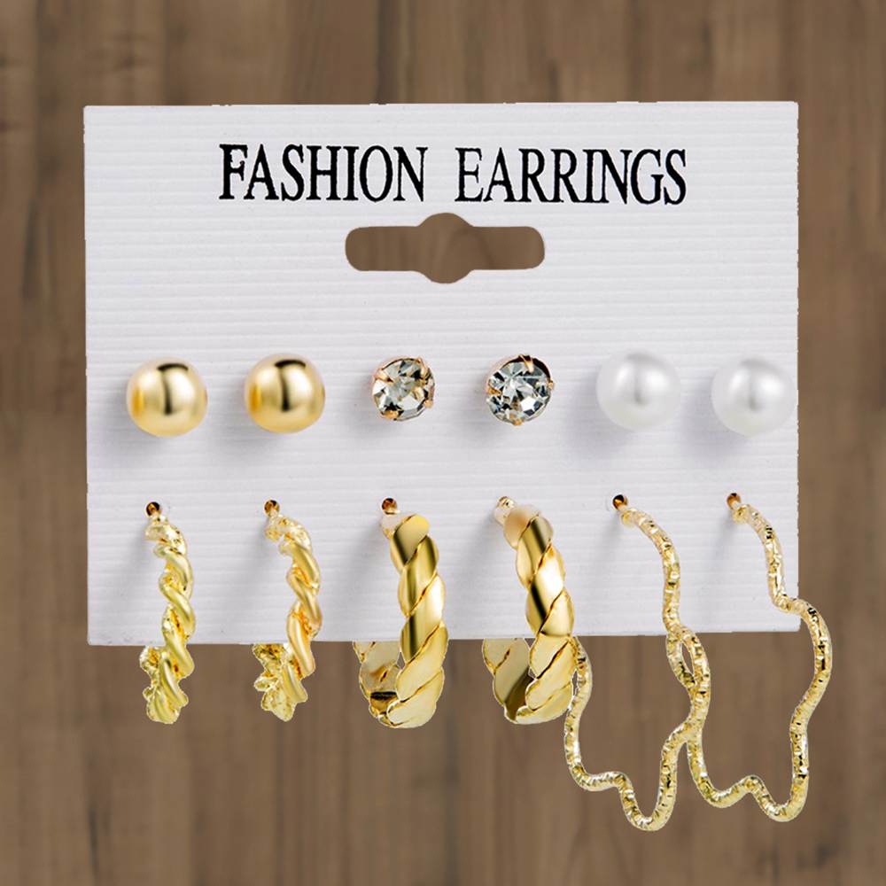 Elizabeth 6-Pair Hoop & Stud Earrings Set Small Wholesale