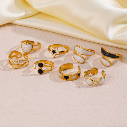 Elmer Resin Stainless Steel Gold Plate Open Ring Jewelry Wholesale