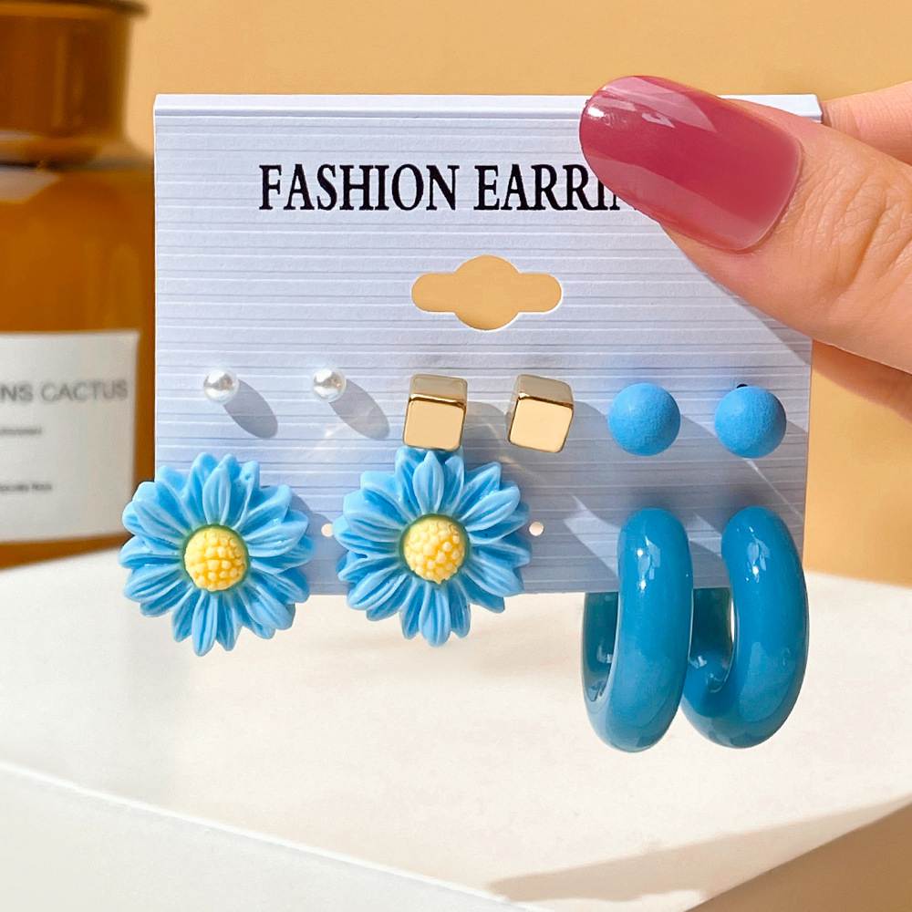 Harriet Set of Acrylic Blue Earrings Small Wholesale