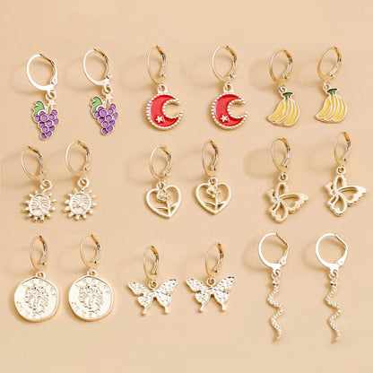 Hattie Fruit Set of 9-Pair Drop Earrings Small Wholesale Jewelry