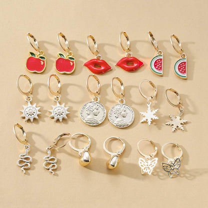 Hattie Fruit Set of 9-Pair Drop Earrings Small Wholesale Jewelry