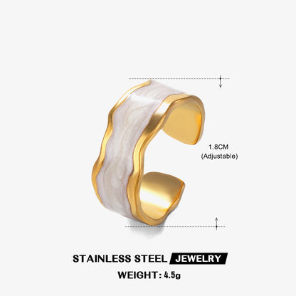 Janice Resin Stainless Steel Goldtone Open Band Ring Jewelry Wholesale