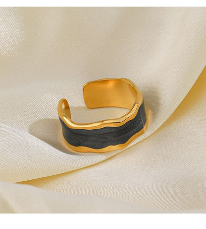 Janice Resin Stainless Steel Goldtone Open Band Ring Jewelry Wholesale