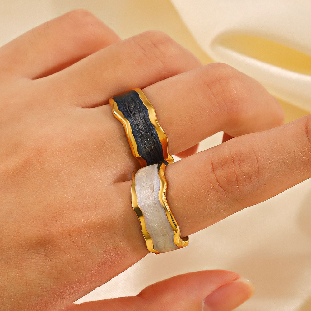 Janice Resin Stainless Steel Goldtone Open Band Ring