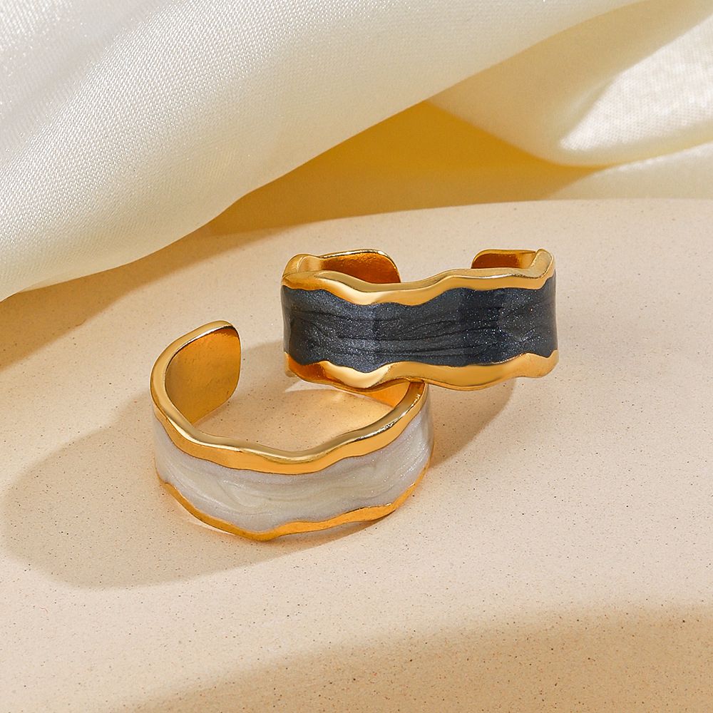Janice Resin Stainless Steel Goldtone Open Band Ring