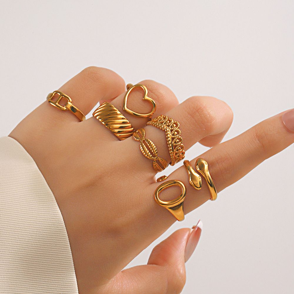Lara Stainless Steel Goldtone Open Ring Jewelry Wholesale