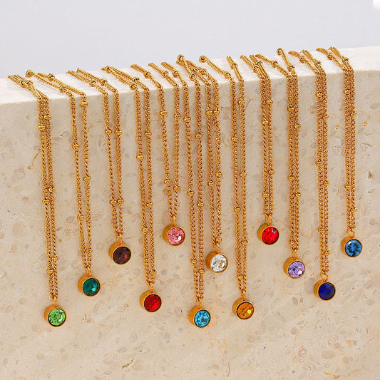 Sally Rhinestone Stainless Steel Pendant Necklace Jewelry Wholesale