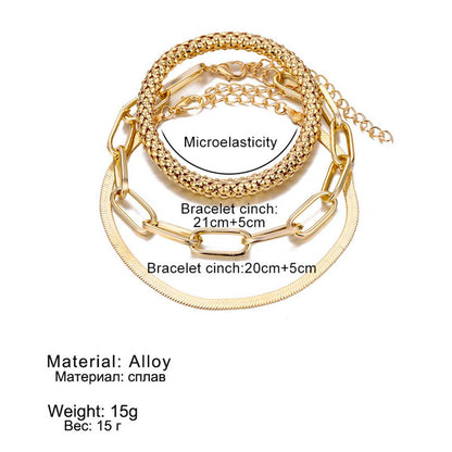 Emily Set of 3 Chain Link Stack Bracelets