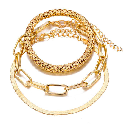 Emily Set of 3 Chain Link Stack Bracelets