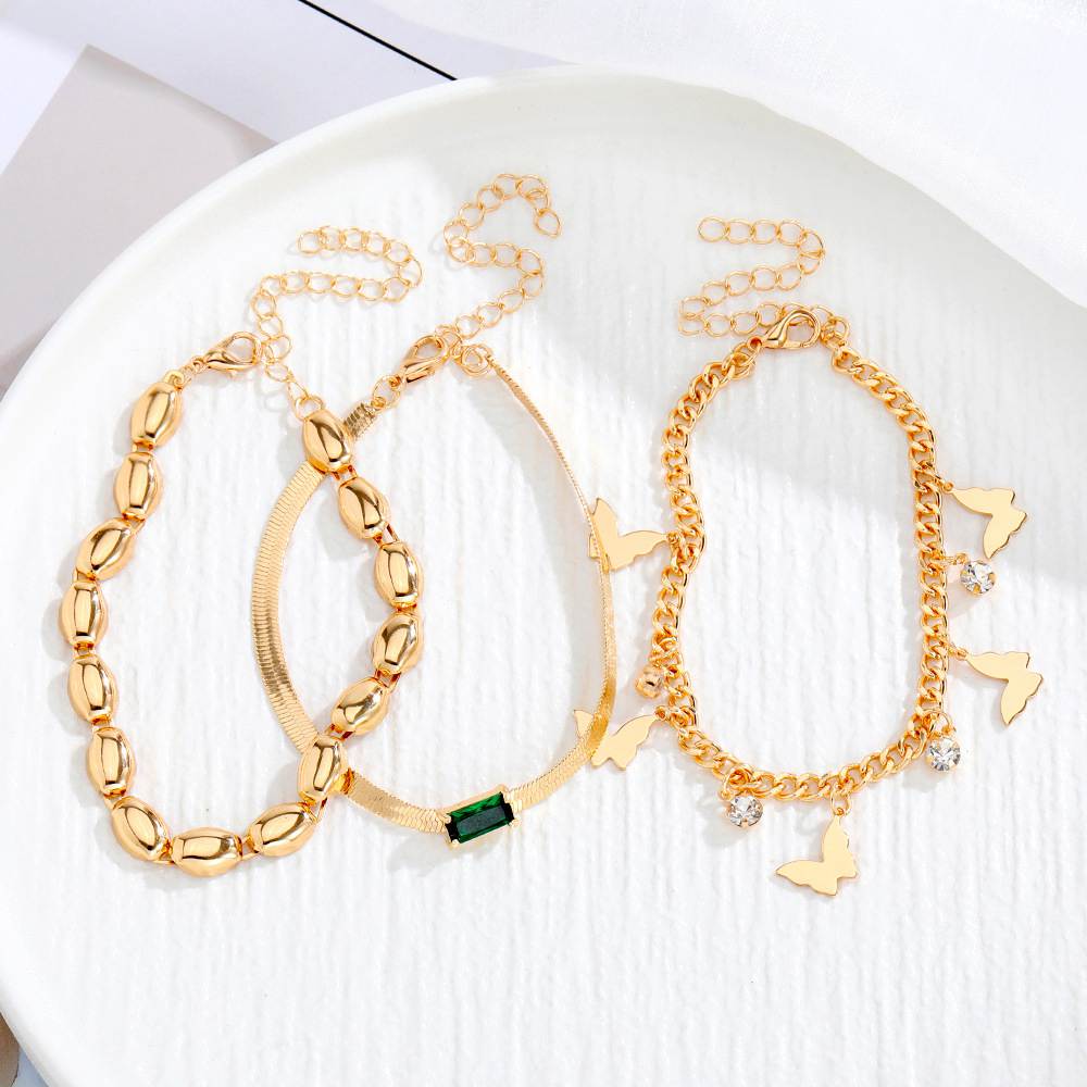 Sharon Set of 3 Assorted Chain Link Charm Bracelets