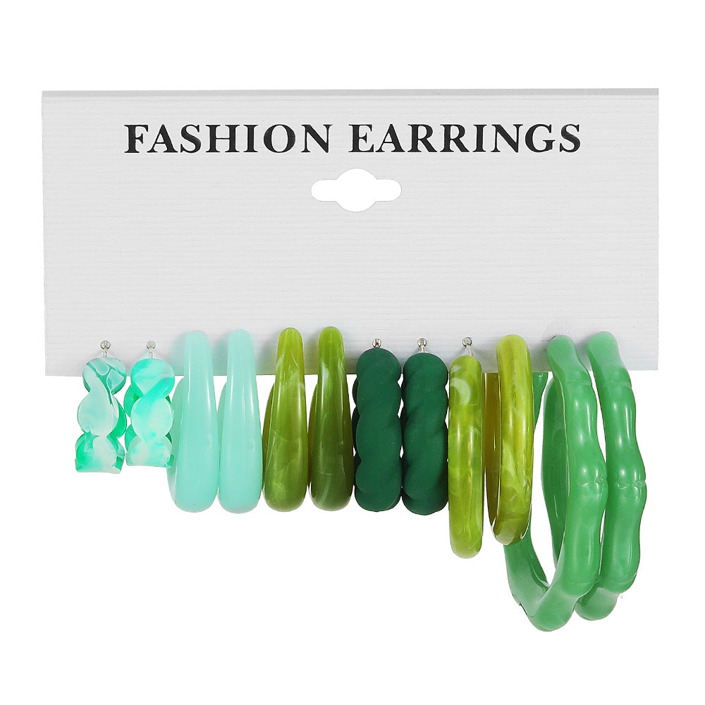 Spring Green Set of Hoop Earrings