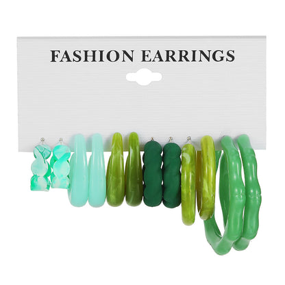 Spring Green Set of Hoop Earrings