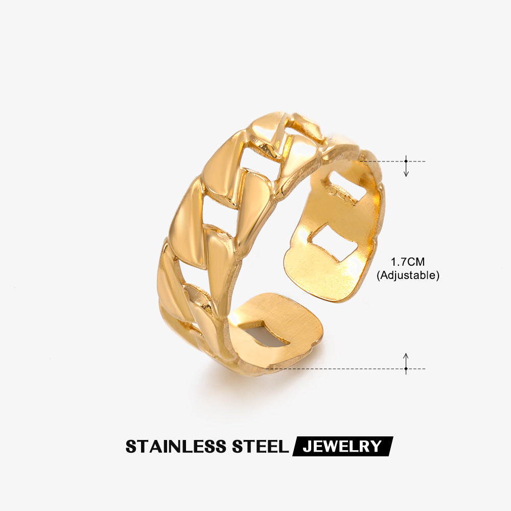 Janice Stainless Steel 18K Gold Open Ring Jewelry Wholesale