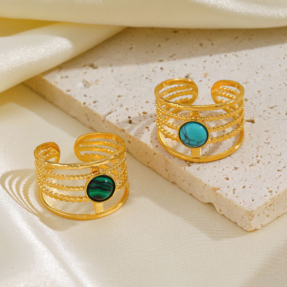 Turquoise Natural Stone Open Stacking Ring Jewelry Wholesale