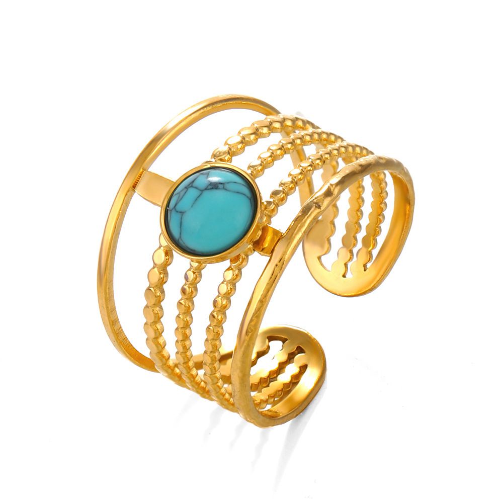 Turquoise Natural Stone Open Stacking Ring Jewelry Wholesale