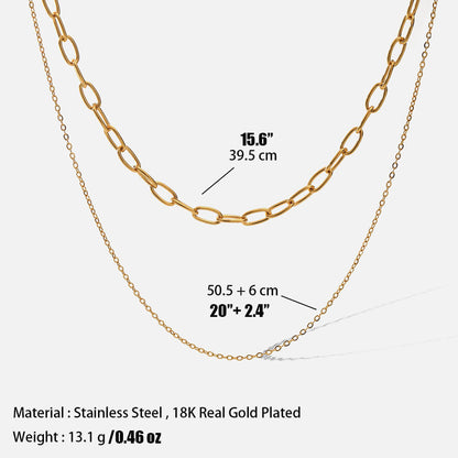 18K Real Gold Plated Stainless Steel Chain Necklace