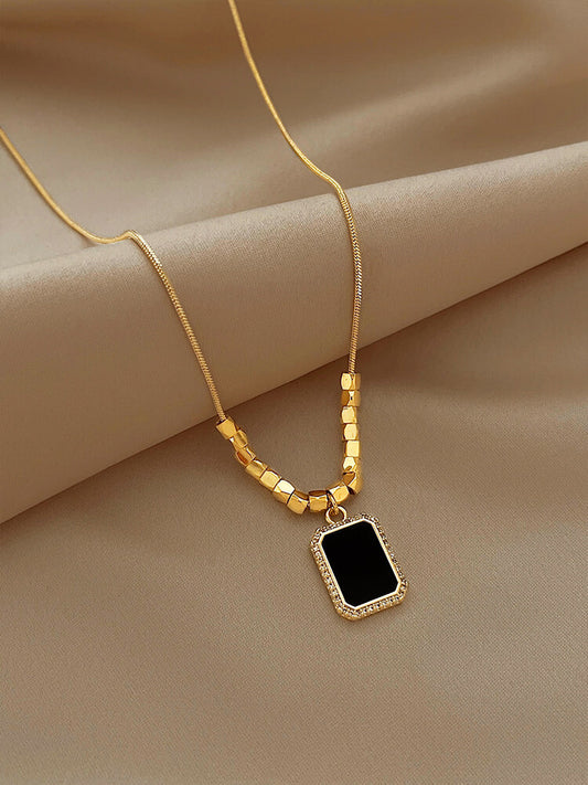 black cubic zirconia pendant necklace