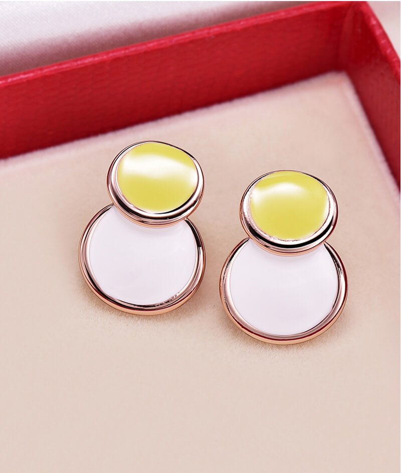 yellow white earrings