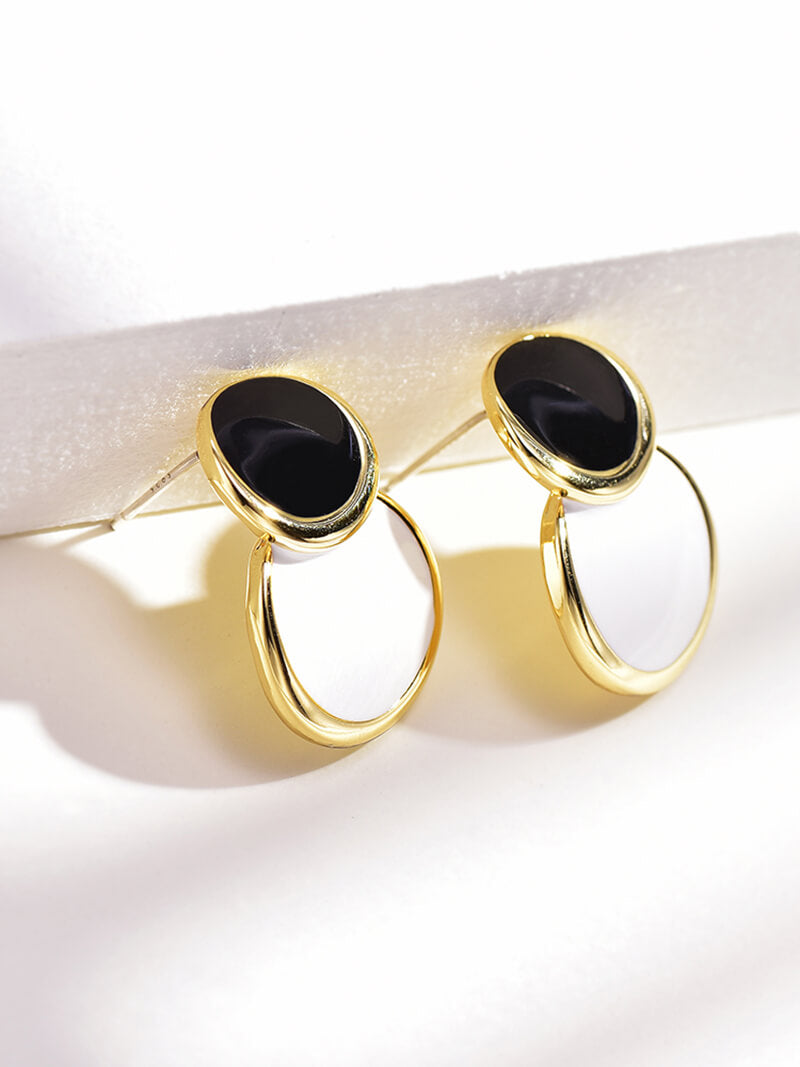 black white earrings