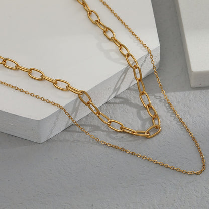 18K Real Gold Plated Stainless Steel Chain Necklace