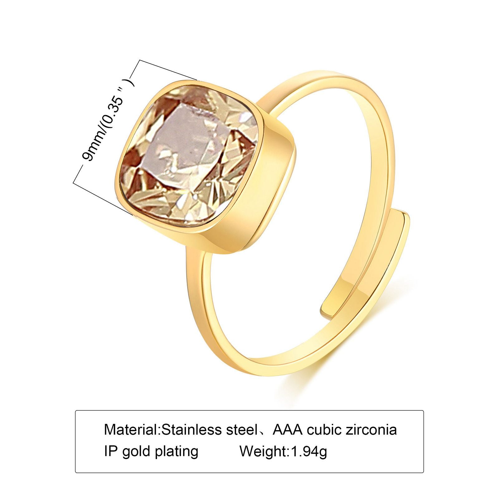 Cubic Zirconia Stainless Steel Cocktail Ring Jewelry Wholesale