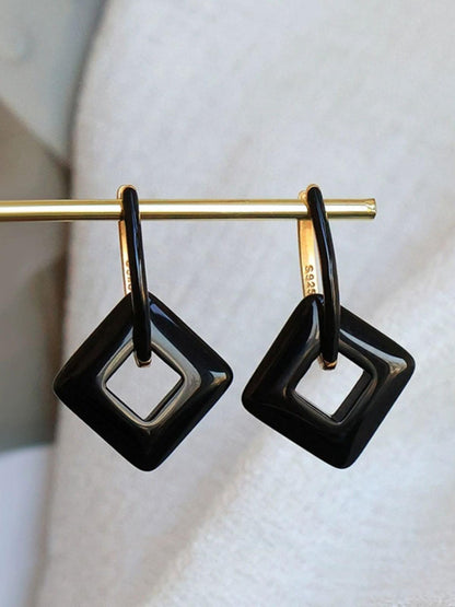 Natural Black Agate Earrings